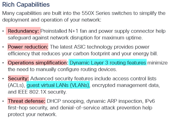 Rich Capabilities of Cisco 550X Series switches